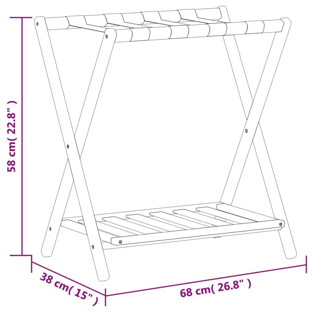 vidaXL pagasialus, must, 68 x 38 x 58 cm, bambus цена и информация | Riiulid | kaup24.ee