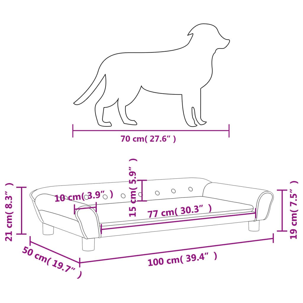 vidaXL koeravoodi, kreemjas, 100 x 50 x 21 cm, samet hind ja info | Pesad, kuudid | kaup24.ee