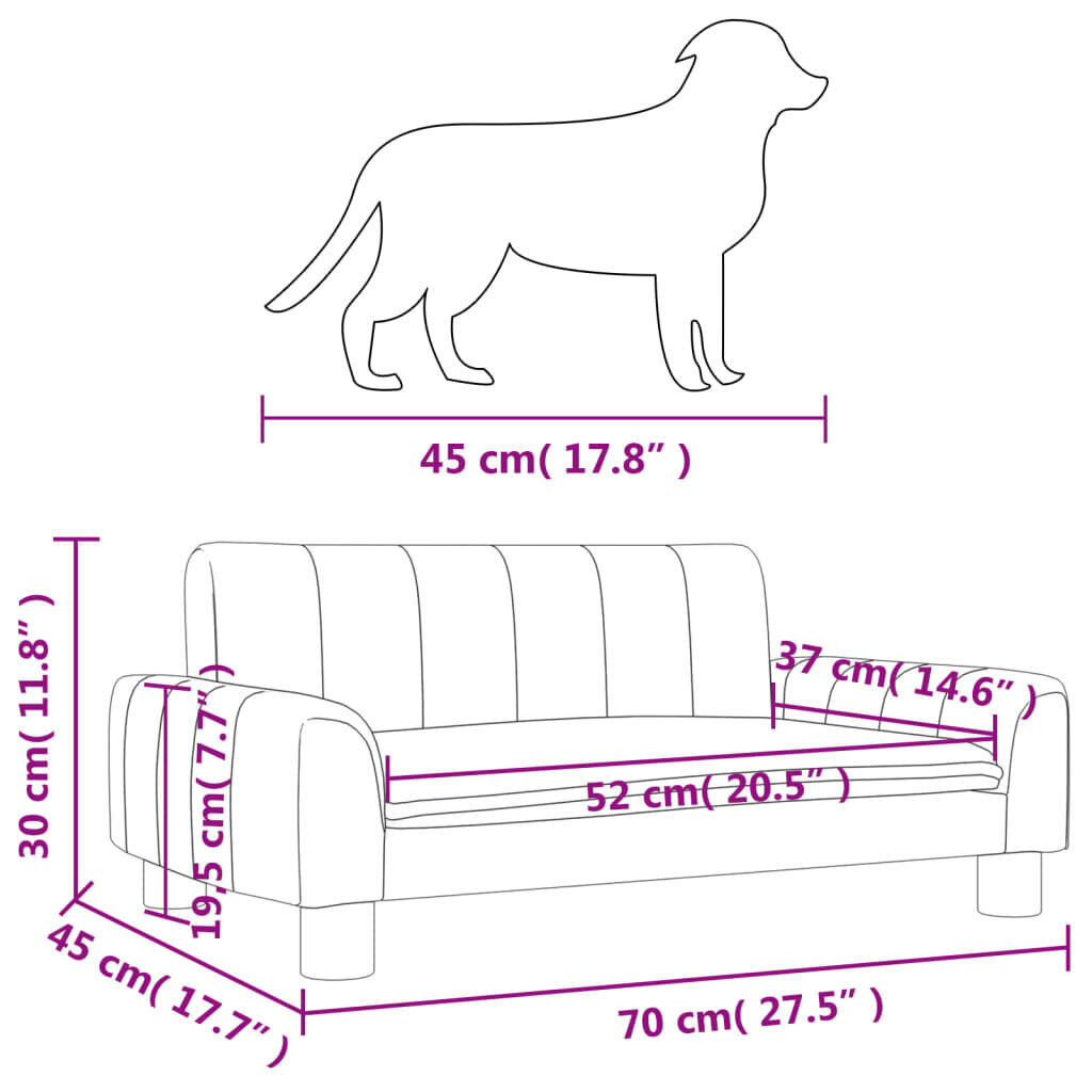 vidaXL koeravoodi, must, 70 x 45 x 30 cm, kangas hind ja info | Pesad, kuudid | kaup24.ee