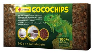 Tropical Cocochips kookoslaastude substraat, 500 g hind ja info | Kaubad eksootilistele loomadele | kaup24.ee