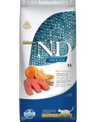 Farmina N&D Ocean Neutered kuivtoit kassidele lõhe, nisu, kaera ja apelsiniga, 10 kg hind ja info | Kuivtoit kassidele | kaup24.ee