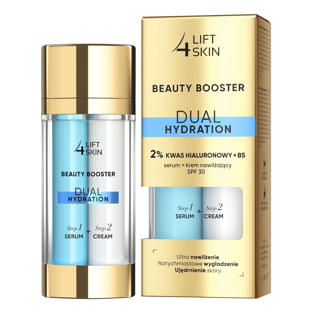 Näohoolduskomplekt Lift 4 Skin Beauty Booster Dual Hydration naistele: 2% hüaluroonhappe B5 seerum, 15 ml + niisutav näokreem SPF30, 15 ml hind ja info | Näokreemid | kaup24.ee