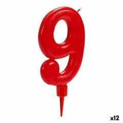Вуаль Красный День рождения Номера 9 (12 штук) цена и информация | Гудки для вечеринки Clown Face (4шт.) | kaup24.ee