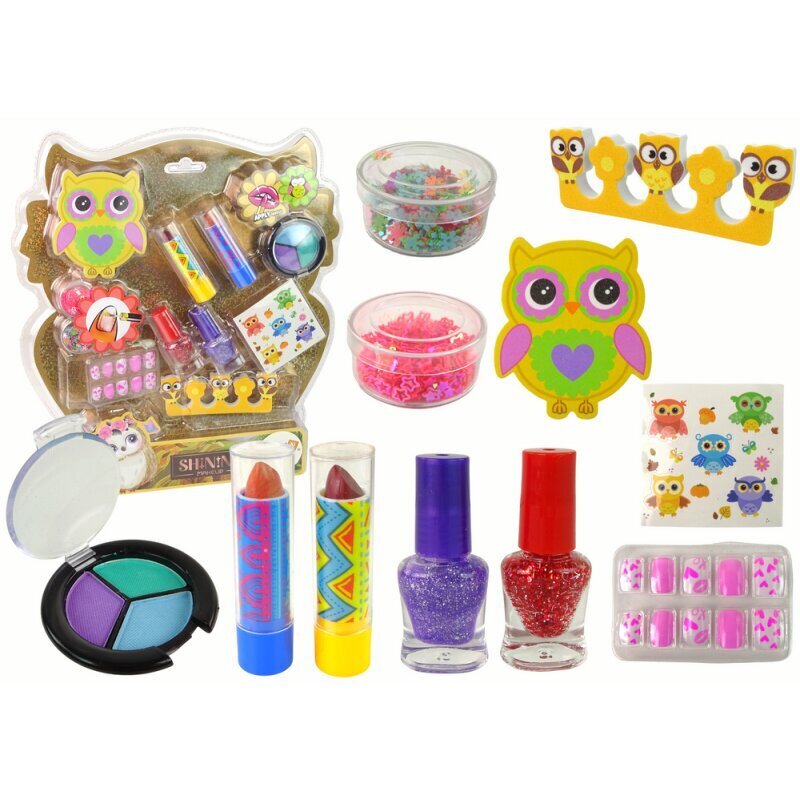 Laste ilukomplekt LeanToys Owl Nail Art Makeup Set, 1 tk цена и информация | Laste ja ema kosmeetika | kaup24.ee