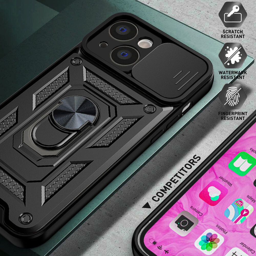 Slide Camera Armor Case iPhone 14 Black цена и информация | Telefoni kaaned, ümbrised | kaup24.ee