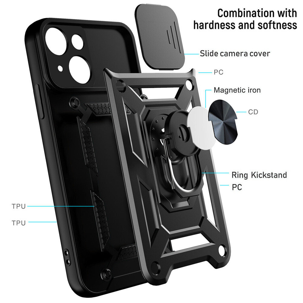 Slide Camera Armor Case Realme C55 Black цена и информация | Telefoni kaaned, ümbrised | kaup24.ee