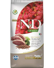 Farmina N&D Quinoa Neutered сухой корм для кошек с уткой, брокколи и спаржей, 5 кг цена и информация | Сухой корм для кошек | kaup24.ee