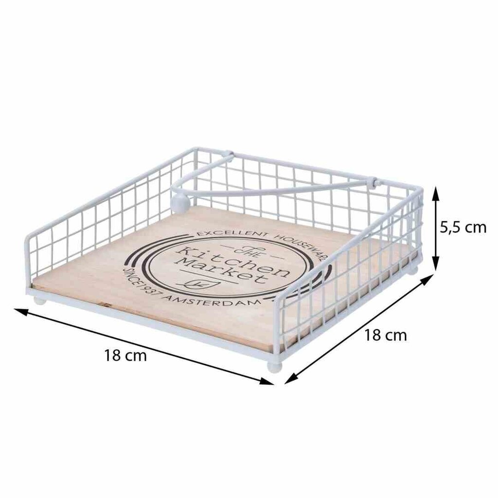 Valge traatist salvrätikuhoidja Valmistatud metallist, stiilne traatist salvrätikuhoidja valge värviga, mõõtmetega:18x18x5,5 cm. цена и информация | Köögitarbed | kaup24.ee