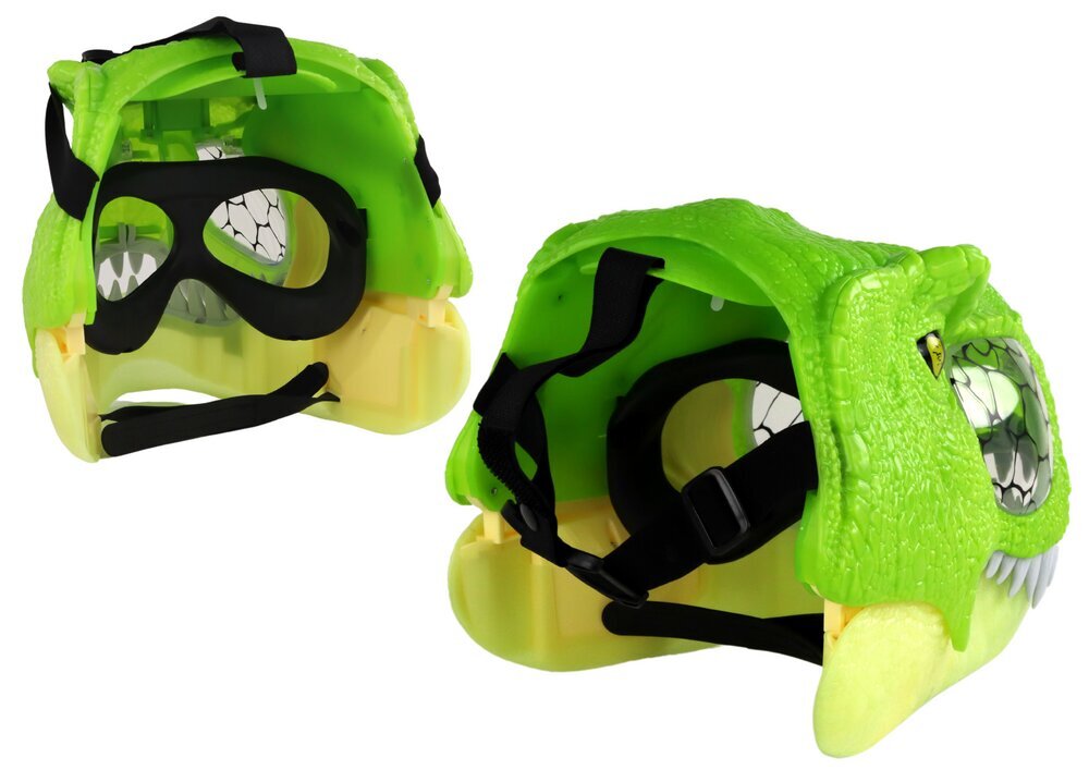 Green Dinosaur Mask Adjustable Headband Lights Sounds цена и информация | Karnevali kostüümid | kaup24.ee