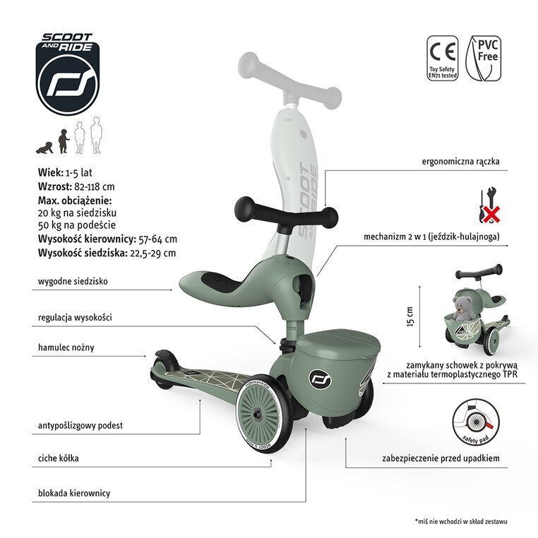 Scooter Scoot & Ride Highwaykick 1 Lifestyle, roheline hind ja info | Tõukerattad | kaup24.ee