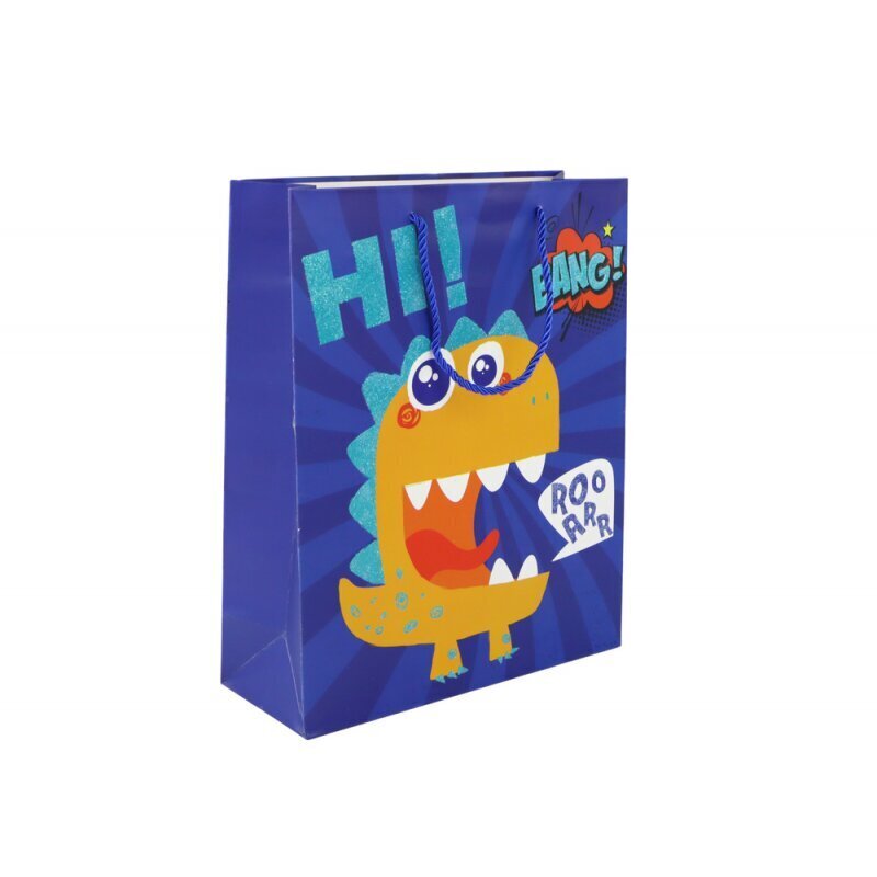 Blue Dinosaur Paper Gift Bag 41.5cm x 30cm x 12cm цена и информация | Kingituste pakendid | kaup24.ee