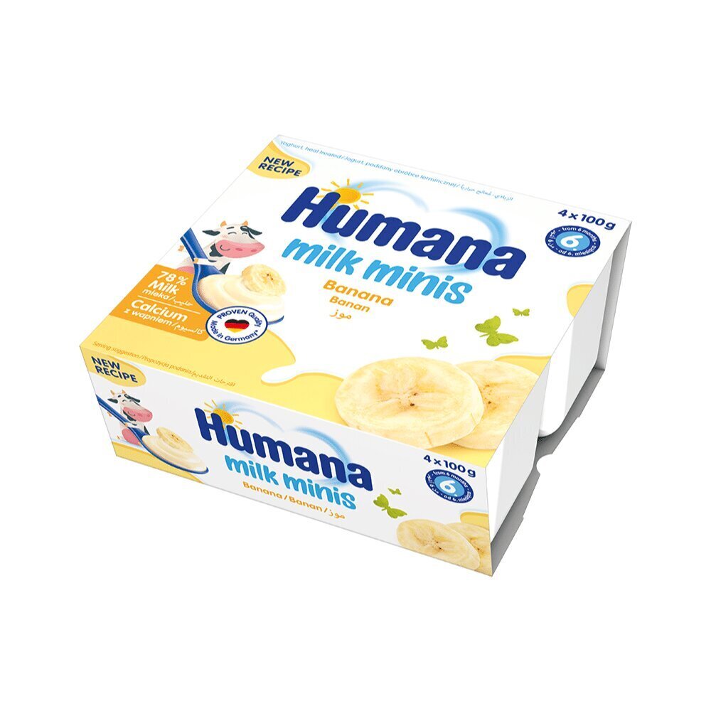 Jogurti magustoit banaanidega Humana Milk Minis, 400g цена и информация | Snäkid, joogid lastele | kaup24.ee