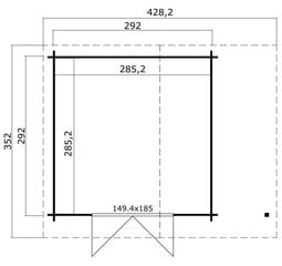 Aiakuur Tulsa 8,1m² + halgude hoidla 2,8 m² цена и информация | Садовые сараи, дровницы | kaup24.ee