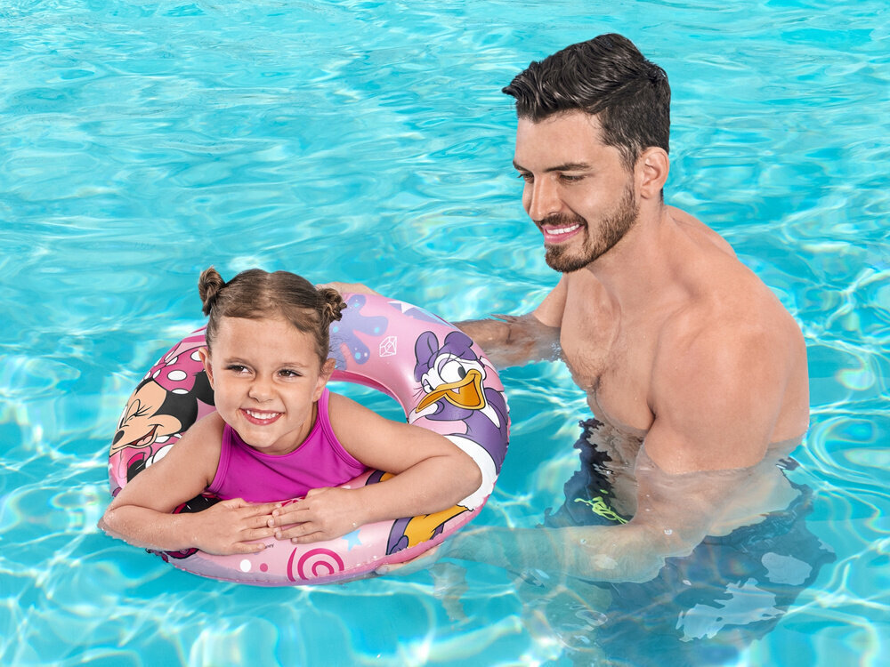 Täispuhutav laste ujumisratas Bestway Minnie, 56 cm, roosa цена и информация | Täispuhutavad veemänguasjad ja ujumistarbed | kaup24.ee