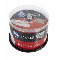 hp dvd-r, dme00025-3, 69316, 4,7 гб, 16x, со шпинделем, 50 шт, непечатаемый, 12 см, для архивирования данных цена и информация | Виниловые пластинки, CD, DVD | kaup24.ee