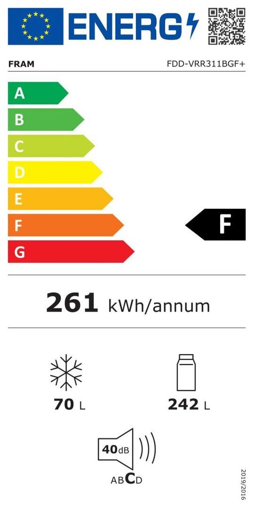 Fram FDD-VRR311BGF+ цена и информация | Külmkapid | kaup24.ee