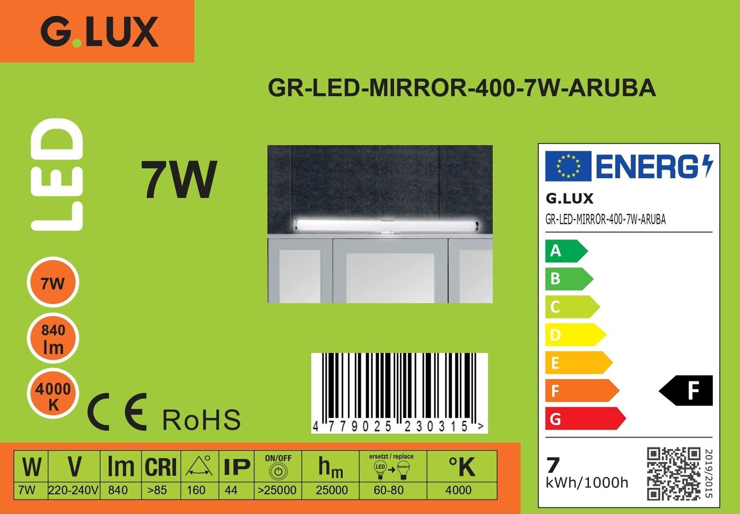 LED peegelvalgusti G.Lux GR-LED-400-7W-Mirror-Aruba цена и информация | Seinavalgustid | kaup24.ee