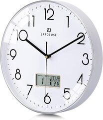 Kalendriga seinakell Lafocuse Silent, digitaalne LCD, 30 cm hind ja info | Kellad | kaup24.ee