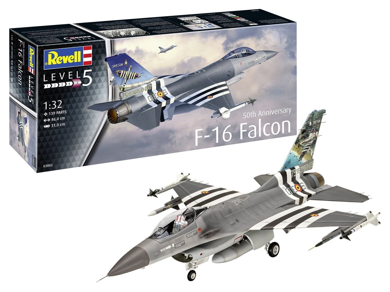 Revell - General Dynamics F-16 Fighting Falcon - 50th anniversary, 1/32, 03802 цена и информация | Klotsid ja konstruktorid | kaup24.ee