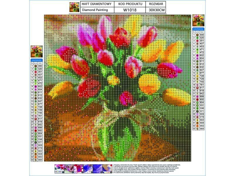 Teemant-tikand, teemantmaal, teemant-mosaiik, TULIPLAAT 30x30cm hind ja info | Teemantmaalid, teemanttikandid | kaup24.ee