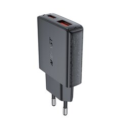 Acefast A69 PD 30W GaN USB-A USB-C wall charger - black цена и информация | Зарядные устройства для телефонов | kaup24.ee