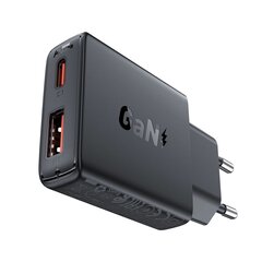 Acefast A69 PD 30W GaN USB-A USB-C wall charger - black цена и информация | Зарядные устройства для телефонов | kaup24.ee