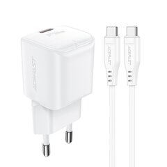 Acefast A77 Mini PD 30W GaN wall charger + USB-C cable - white цена и информация | Зарядные устройства для телефонов | kaup24.ee