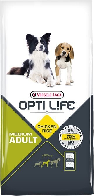 Versele Laga Opti Life keskmise suurusega koertele kodulinnulihaga, 12.5 kg цена и информация | Kuivtoit koertele | kaup24.ee