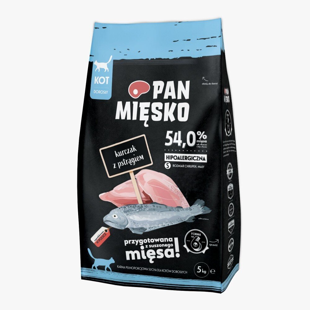 Pan Mięsko kuivtoit kassidele koos kana ja forelliga, 5 kg hind ja info | Kuivtoit kassidele | kaup24.ee