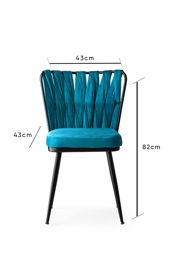 4 tooli komplekt Kalune Design Kusali-228, sinine / must цена и информация | Söögitoolid, baaritoolid | kaup24.ee