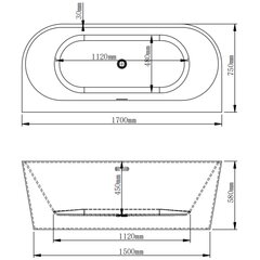 Akrüülvann Riva 1700x750x580, valge hind ja info | Vannid | kaup24.ee