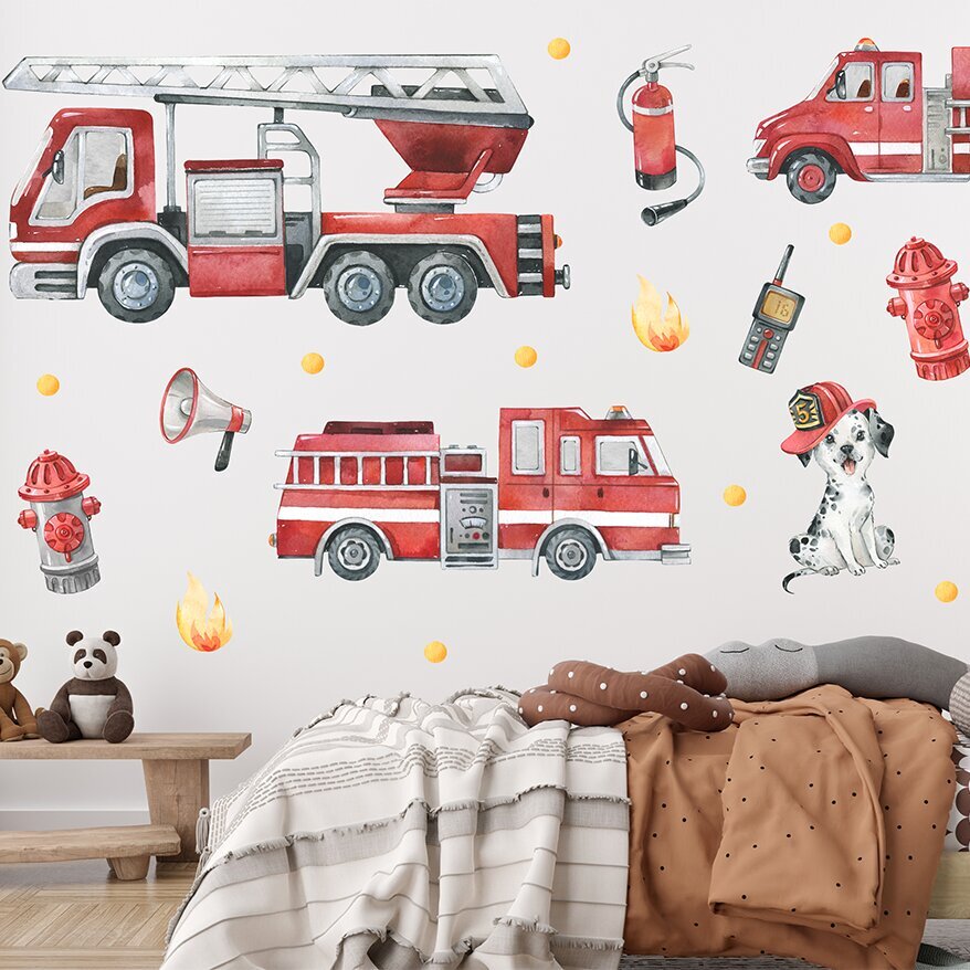 Seinakleebised tuletõrje tuletõrjeauto tuletõrjuja цена и информация | Eritellimusel valmistatud seina- ja aknakiled | kaup24.ee