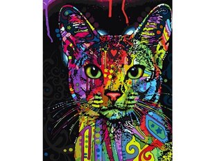 Teemant tikand, teemantmaal, teemant mosaiik, CAT IN COLOUR 30x40cm цена и информация | Алмазная мозаика | kaup24.ee