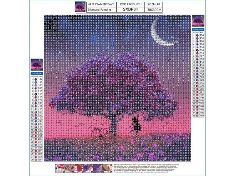 Teemant tikand, teemantmaal, teemant mosaiik, PURPLE LANDSCAPE 30x30cm цена и информация | Teemantmaalid, teemanttikandid | kaup24.ee