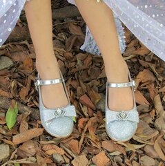 Туфли для девочки Eight km, серебро, блестки цена и информация | Детские туфли | kaup24.ee