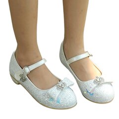 Туфли для девочки Eight km, белые, блестки цена и информация | Детские туфли | kaup24.ee