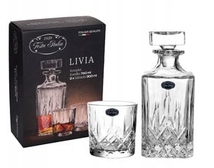 Viski komplekt Livia Festa Italia, karahvin 760 ml + 2 klaasi 300 ml цена и информация | Стаканы, фужеры, кувшины | kaup24.ee