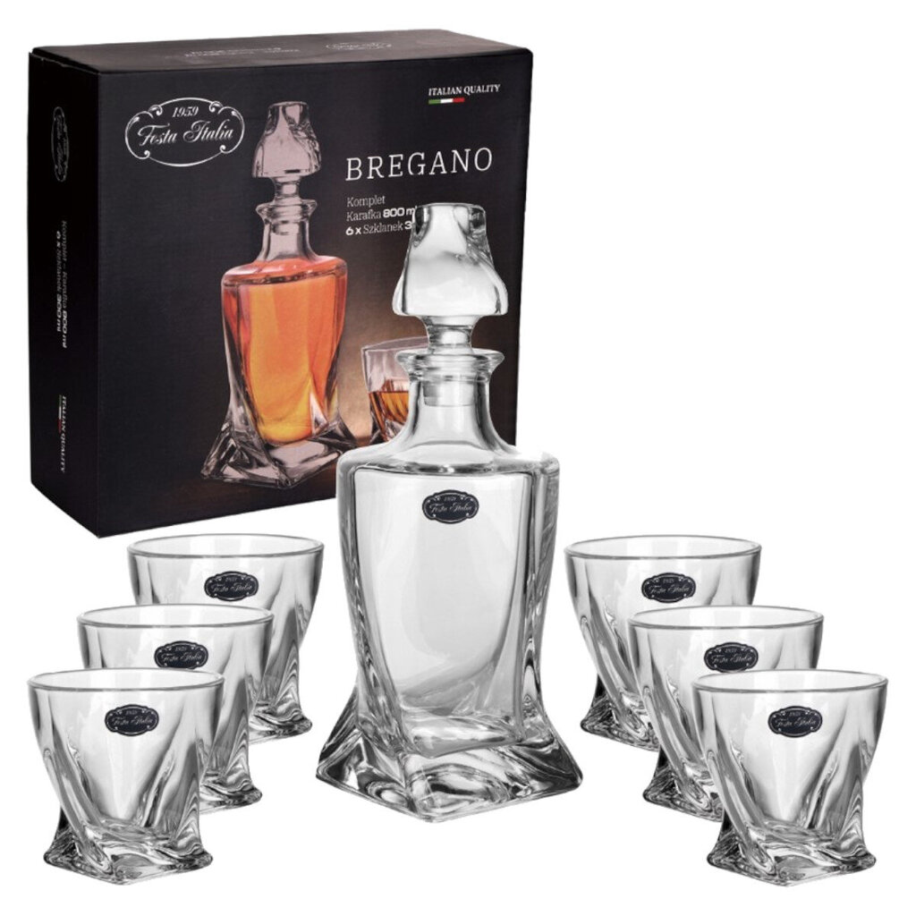 Viski komplekt Bregano Festa Italia, karahvin 800 ml + 6 klaasi 300 ml hind ja info | Klaasid, tassid ja kannud | kaup24.ee