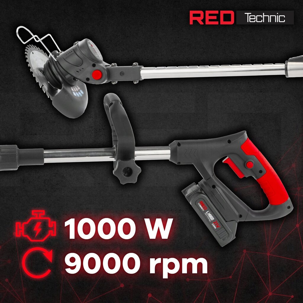 Akutrimmer Red Technic 142cm, 2 akut цена и информация | Murutrimmerid | kaup24.ee