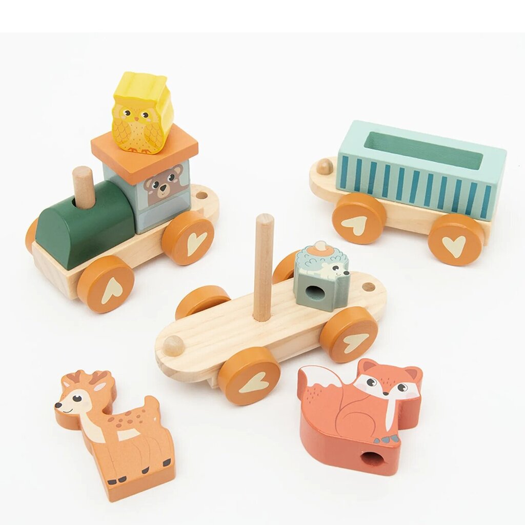 Puidust rong loomakujukestega Smiki цена и информация | Poiste mänguasjad | kaup24.ee