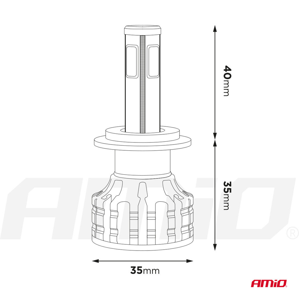 LED esitule pirnid 2tk Amio H1 02842, ventilaatoriga цена и информация | Autopirnid | kaup24.ee