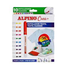 Tekstiilimarkerite komplekt Alpino Crea+, 10 värvi цена и информация | Принадлежности для рисования, лепки | kaup24.ee