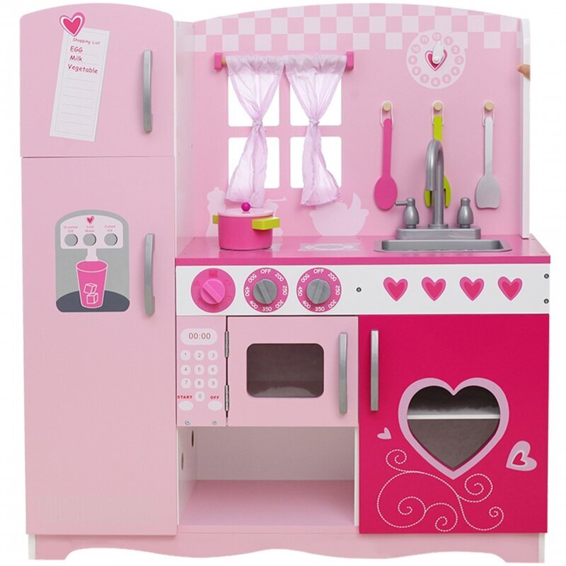 Mänguköök puidust, roosa, Classic World hind ja info | Tüdrukute mänguasjad | kaup24.ee
