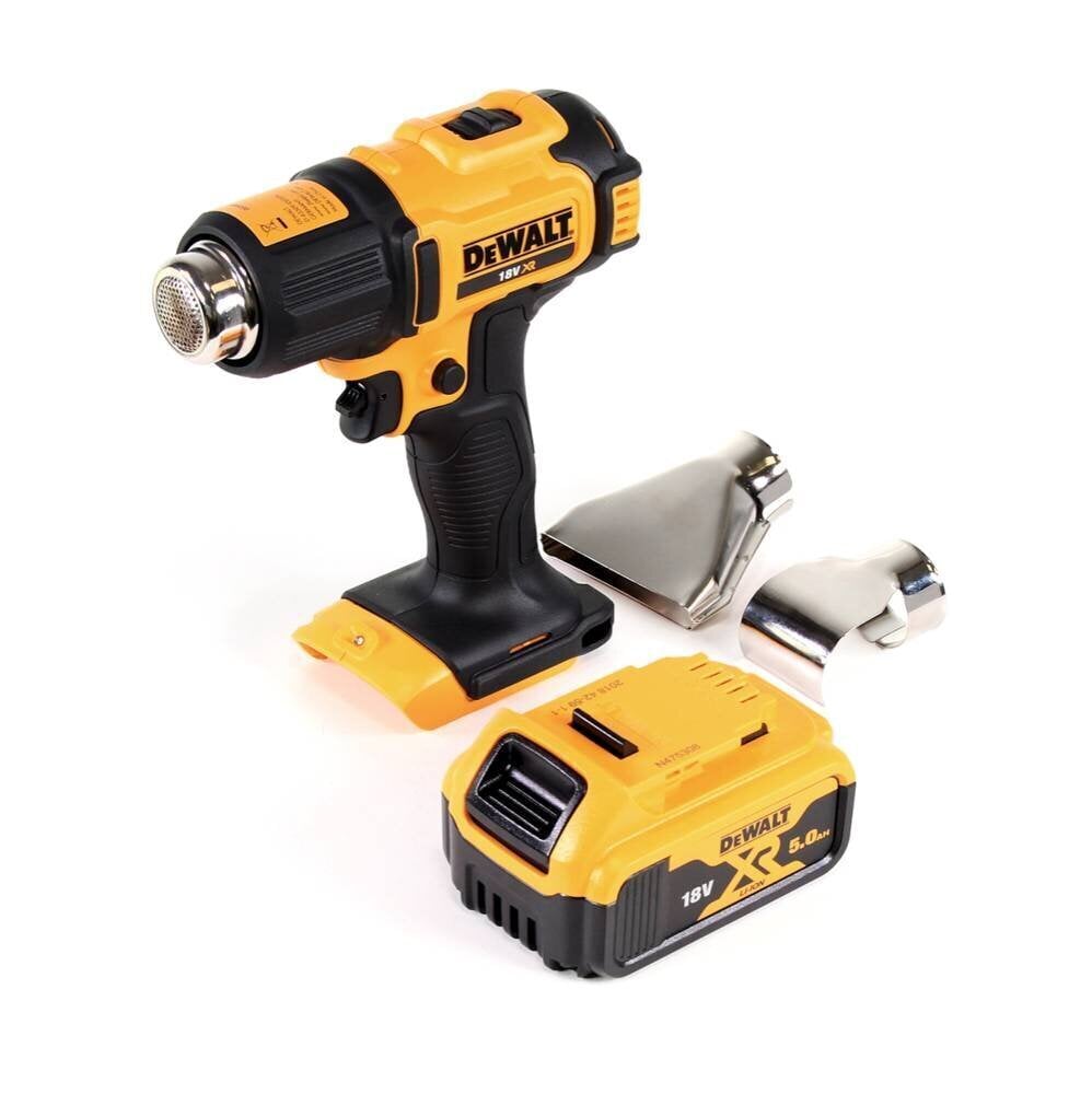 DeWalt DCE 530 N juhtmeta kuumaõhupüstol 18V 530 C + 1x aku 5,0Ah + pinna- ja reflektorkaabel - ilma laadijata hind ja info | Kuumaõhupuhurid | kaup24.ee