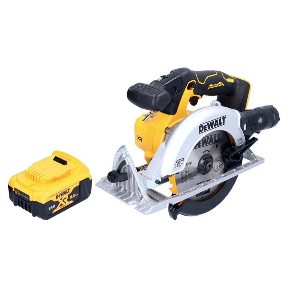 DeWalt DCS 565 N aku käsitsi ketassaag 18 V 165 mm + 1x aku 5,0 Ah - ilma laadijata hind ja info | Elektrilised saed, mootorsaed ja tarvikud | kaup24.ee