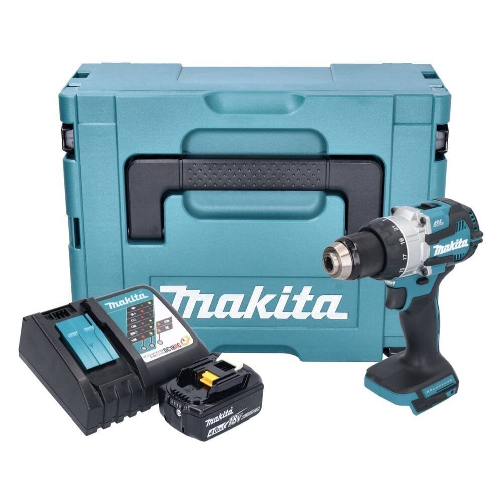 Makita DHP 489 RM1J akulööktrell 18 V 73 Nm + 1x aku 4,0 Ah + laadija + Makpac цена и информация | Akutrellid, kruvikeerajad | kaup24.ee