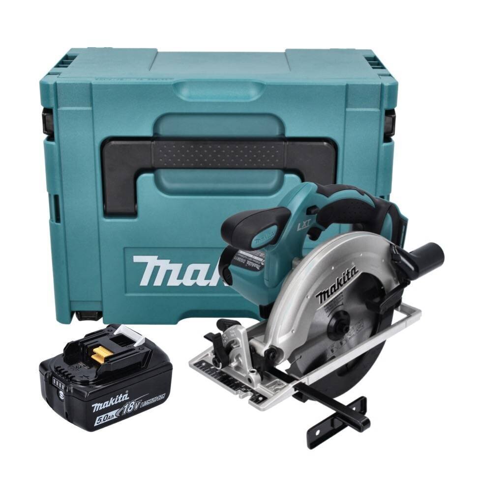 Makita DSS 611 T1J aku käsiketassaag 18 V 165 mm + 1x aku 5,0 Ah + Makpac - ilma laadijata hind ja info | Elektrilised saed, mootorsaed ja tarvikud | kaup24.ee