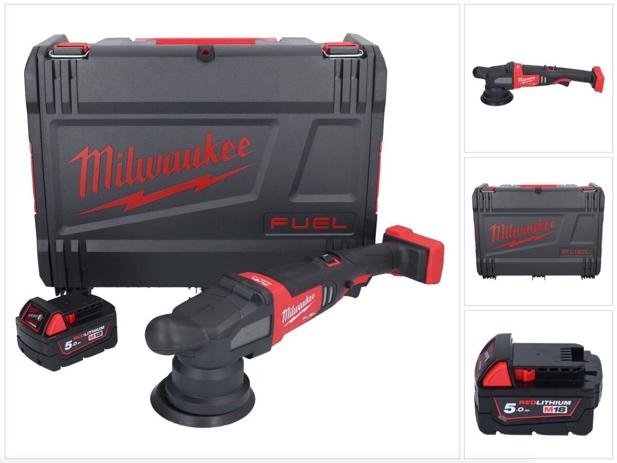 Milwaukee M18 FROP15-501X aku ekstsentriline poleerimismasin 18 V 125 mm + 1x aku 5,0 Ah + HD kast - ilma laadijata hind ja info | Lihvmasinad ja ketaslõikurid | kaup24.ee