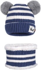 Beebimüts ja sall MaoXinTek, 3-24 kuud, sinine цена и информация | Шапки, перчатки, шарфы для мальчиков | kaup24.ee