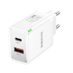 Borofone Wall charger BN16 Tough - USB + Type C - PD 45W 3A white цена и информация | Зарядные устройства для телефонов | kaup24.ee